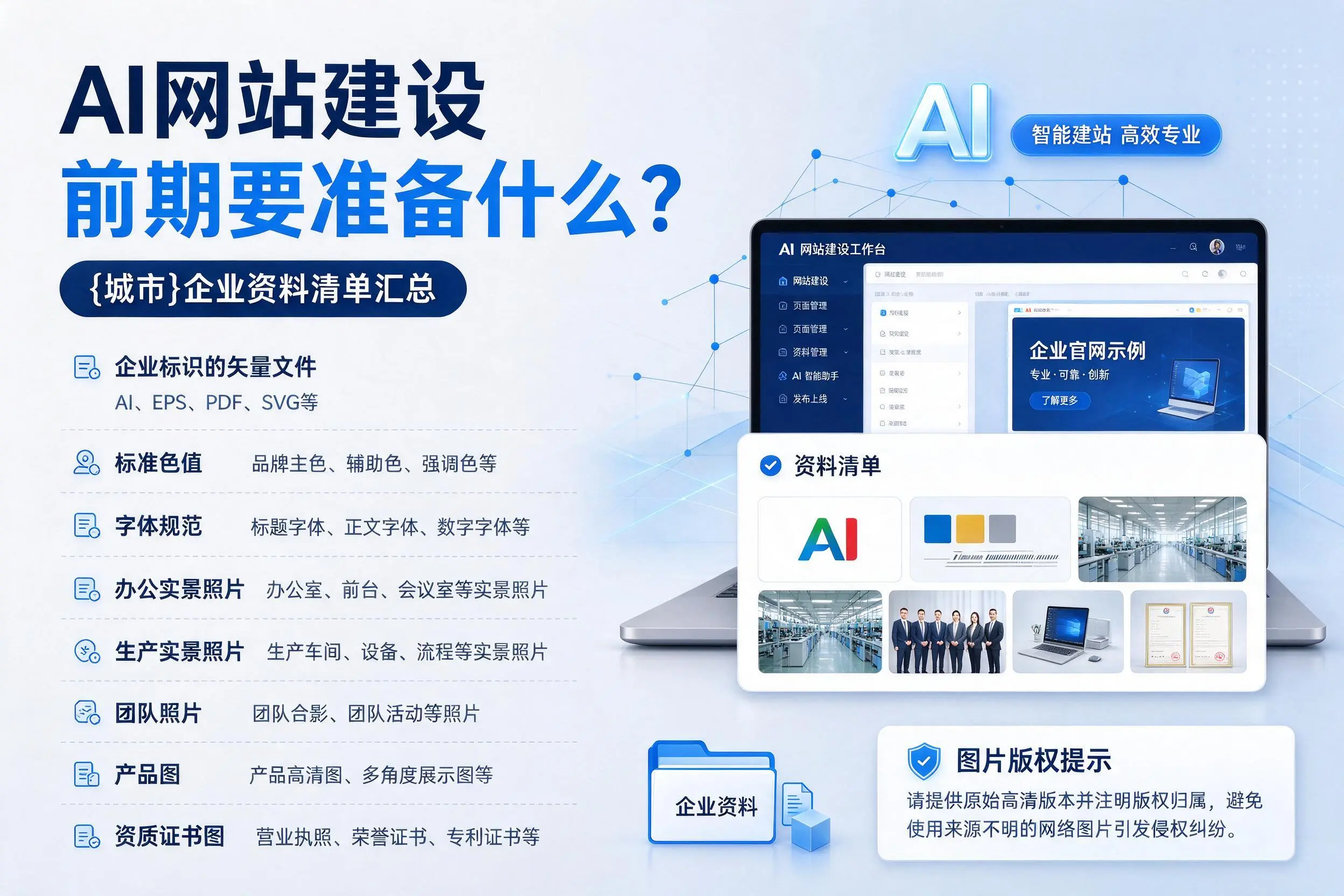 AI网站建设前期要准备什么？银川企业资料清单汇总